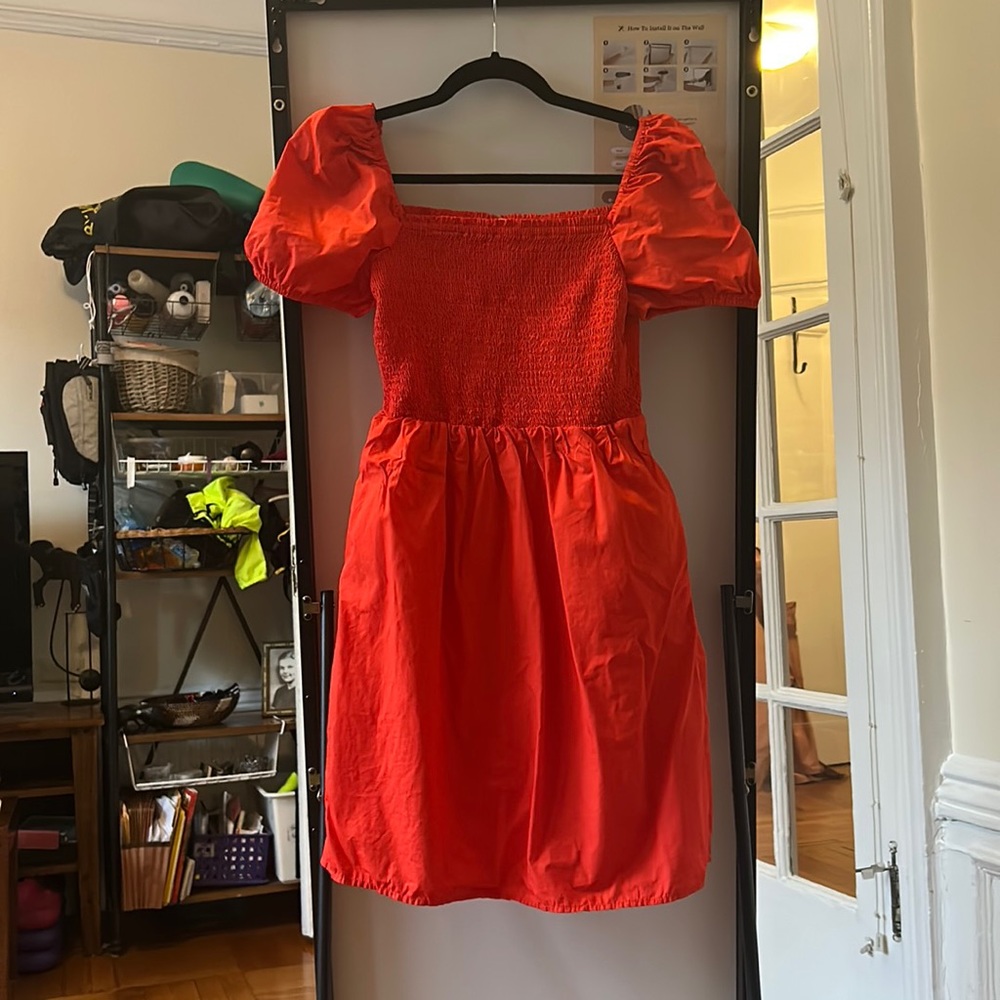 100% cotton red sun dress Loft XS
